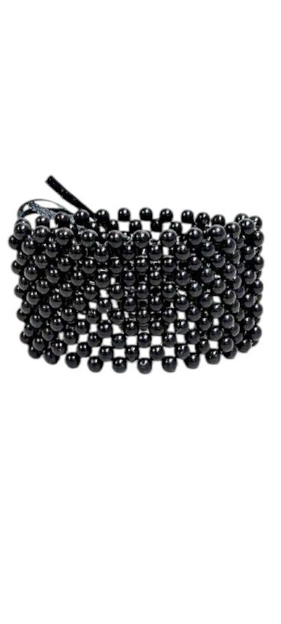 Pearl Wristlet w/Ribbon Black