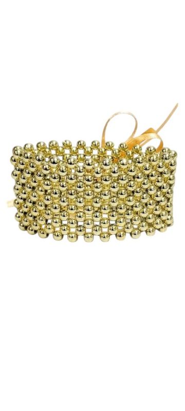 Pearl Wristlet w/Ribbon Gold