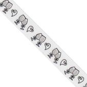 5/8"x10yd Satin Ribbon Champagne Glasses White/Silver
