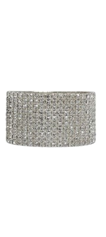10 Row Rhinestone Wristlet With Plastic Pad/Ribbon Crystal
