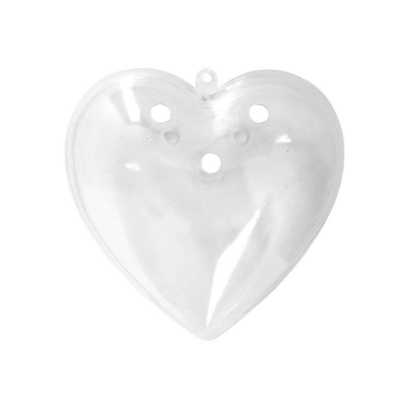100mm Plastic Snap-On Fillable Potpourri Heart Clear