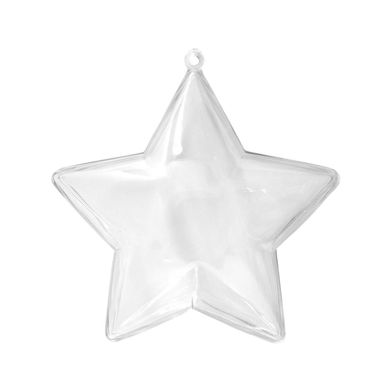 90mm Plastic Snap-On Fillable Potpourri Star Clear