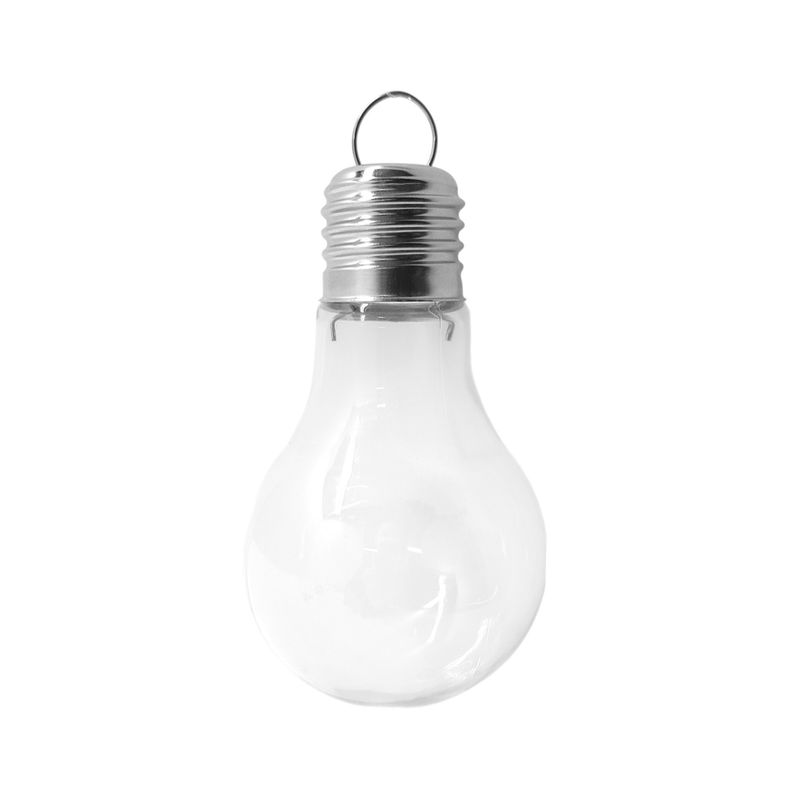 2.3&quot;x3.9&quot; Plastic Fillable Light Bulb Ornament w/Silver Cap Clear