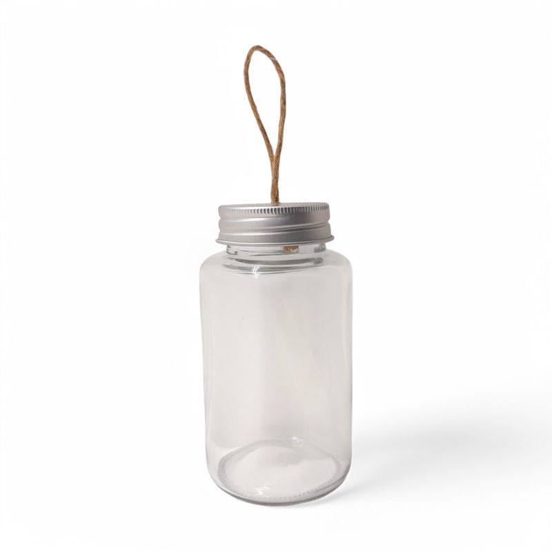 2.3"x4.3" Fillable Jar Ornament w/Silver Twist Lid (Glass)