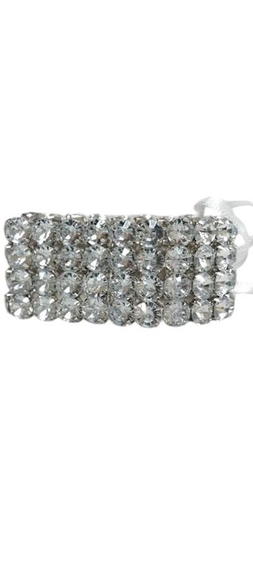 4 Row Rhinestone Wristlet w/Plastic Pad/Ribbon  Crystal