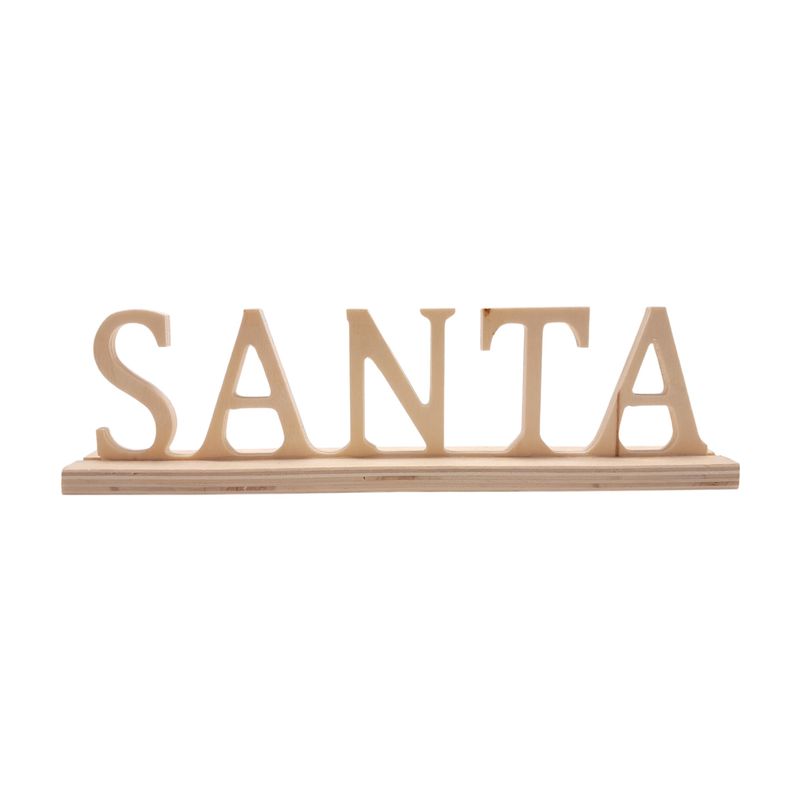 9.45&quot;x1.18&quot;x2.5&quot; Wood &quot;Santa&quot; Sign Natural