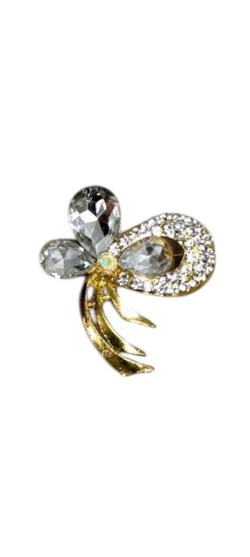2&quot; Rhinestone Brooch Gold