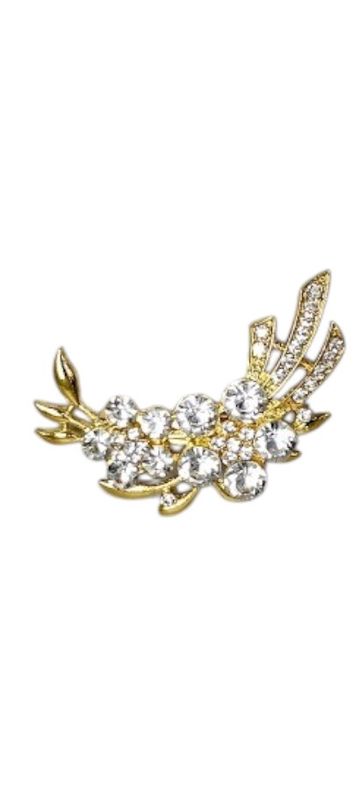2.25&quot; Rhinestone Brooch Gold