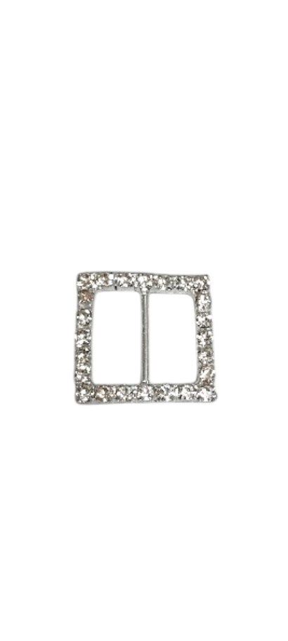12pc 1&quot;  Rhinestone Square Buckles Silver