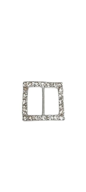 12pc 1&quot;  Rhinestone Square Buckles Silver
