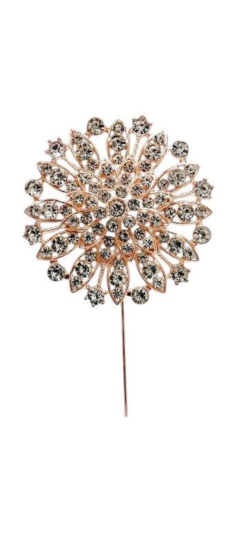 3pc 2.5&quot; Rhinestone Floral Pin Rose Gold