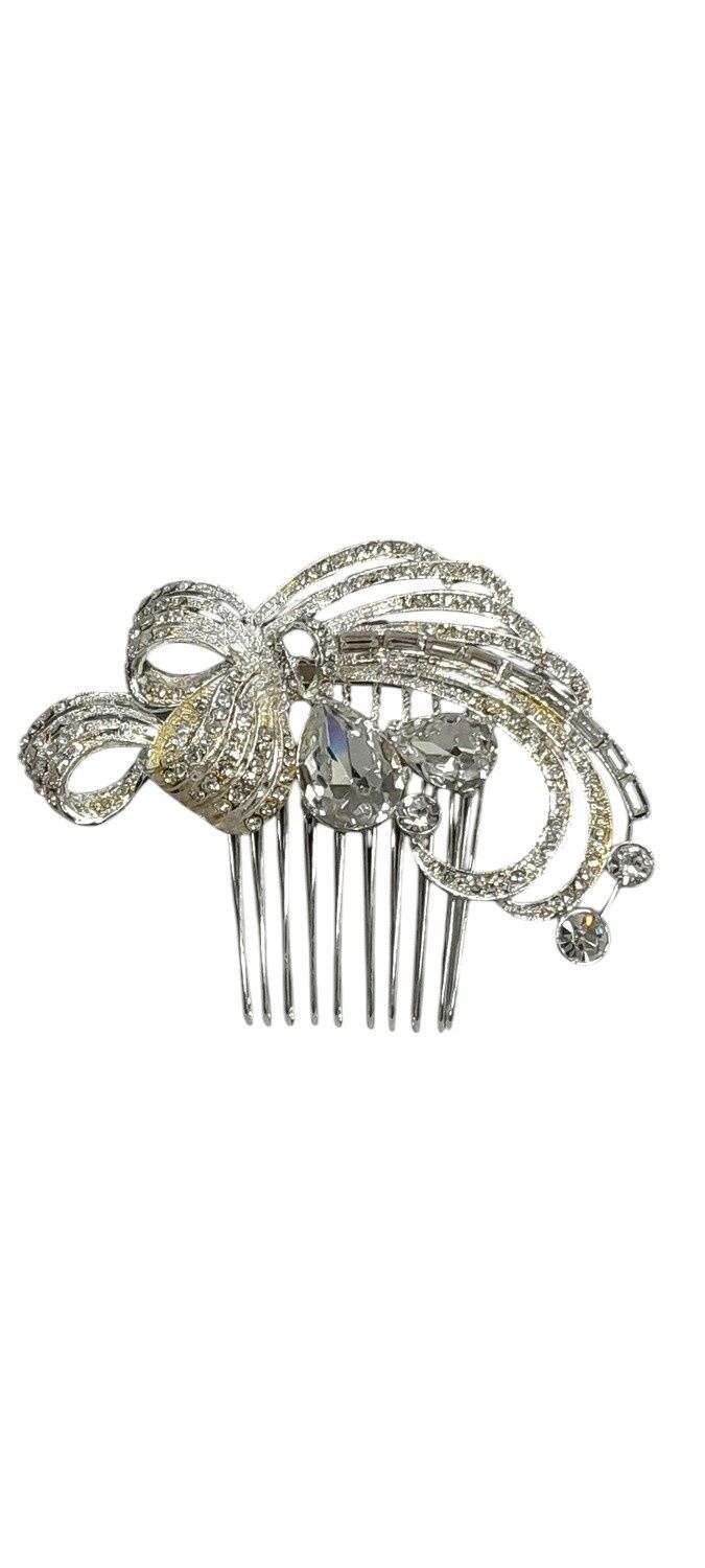 Rhinestone  Hair Comb Silver