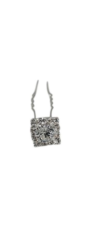 12pc 2.75&quot; Diamond Square Rhinestone Hair Pins Crystal