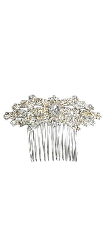 Rhinestone Hair Comb  Silver