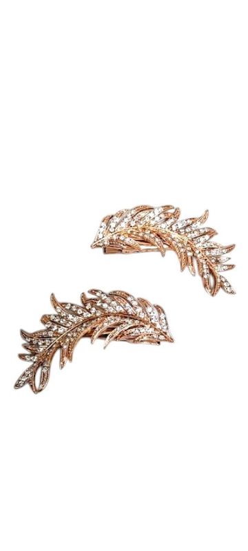 2pc 2.5&quot; Rhinestone Hair Clip Rose Gold