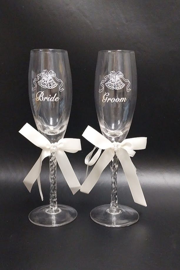 Champagne Flute Set w/Pearls Ivory