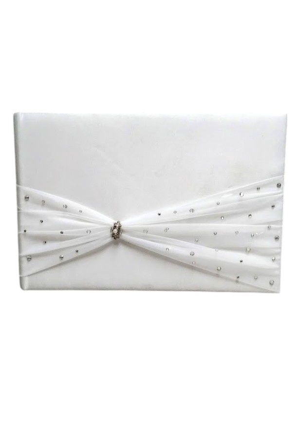 9.75&quot;x6.25&quot; Guest Book w/Pearls/Rhinestones Ivory