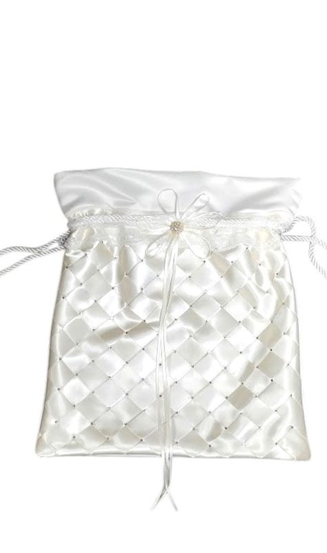 12.5&quot;x13&quot; Money Bag w/Lace/Rhinestones Ivory