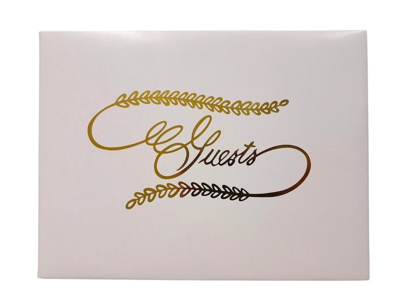 8.5&quot;x6&quot; Guest Book White/Gold
