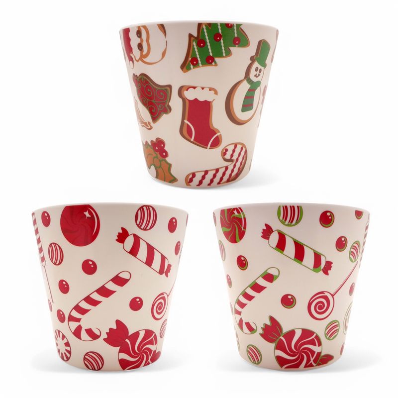 4.9&quot;x4.9&quot;x4.5&quot; Melamine Christmas Pot Assorted