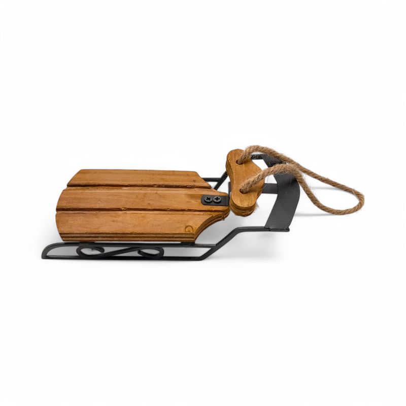 5.75&quot;x2&quot;x1.9&quot; Wood Sleigh w/Metal Accents
