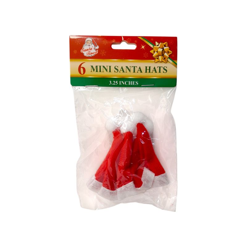 6pc 3.25&quot; Mini Felt Santa Hats Red/White