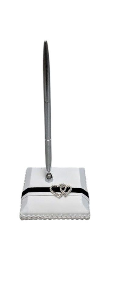 Pen Set w/Hearts Black/White/Silver