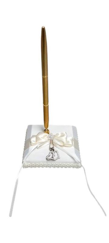 Pen Set w/Hearts Ivory/Gold