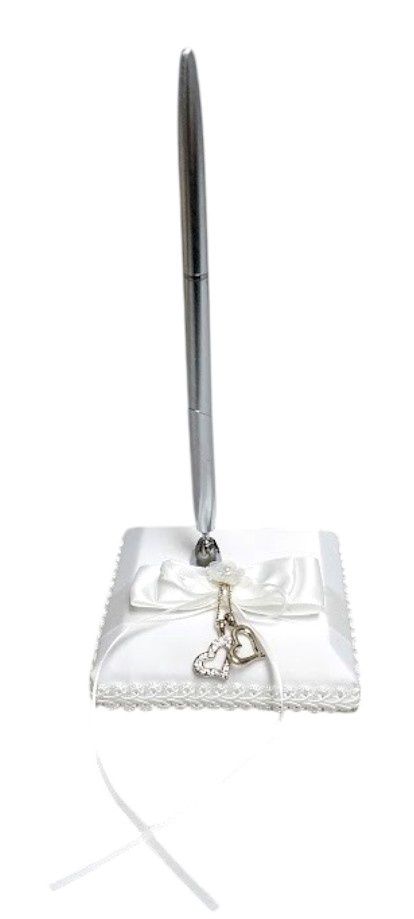 Pen Set w/Hearts  White/Silver