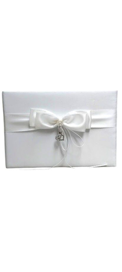 9.75&quot;x6.25&quot; Guest Book w/Hearts White