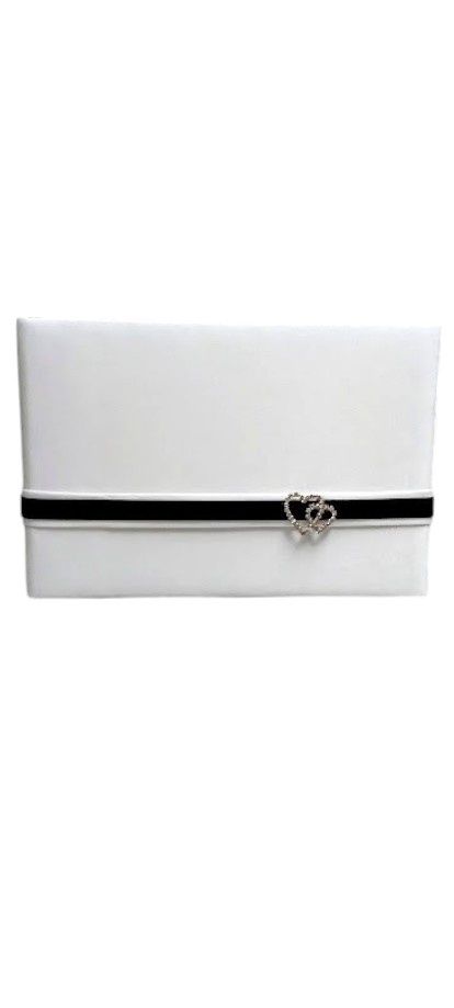 9.75&quot;x6.25&quot; Guest Book w/Hearts Black/White