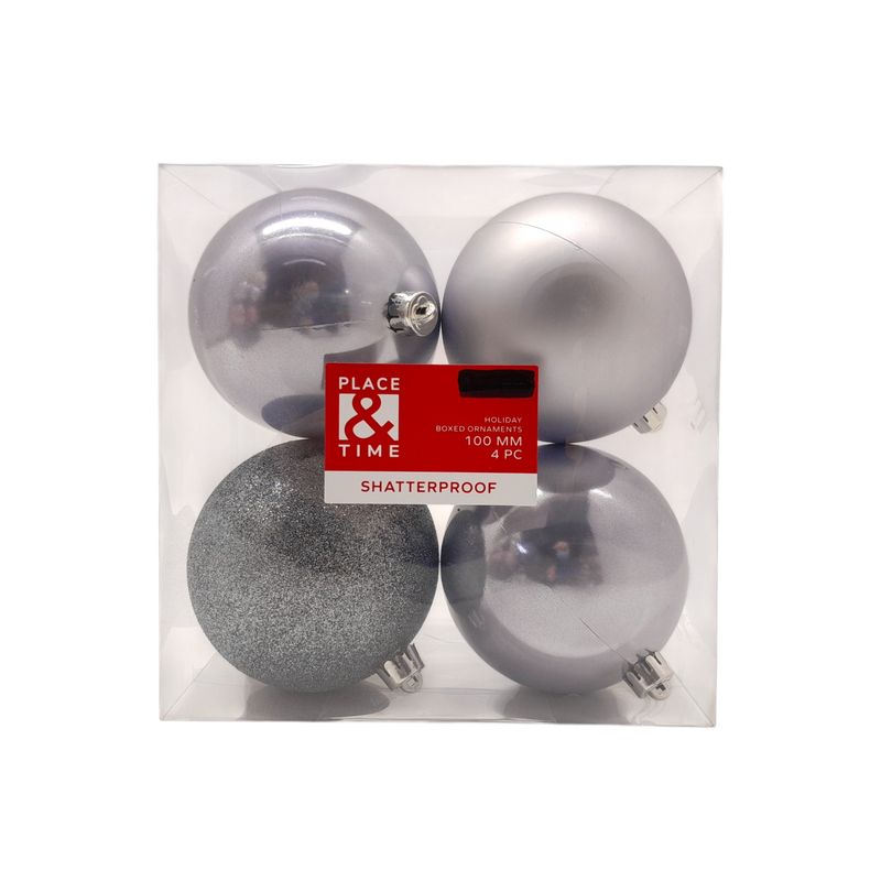 4pc 100mm Shatterproof Ball Ornaments Light Blue (Plastic)