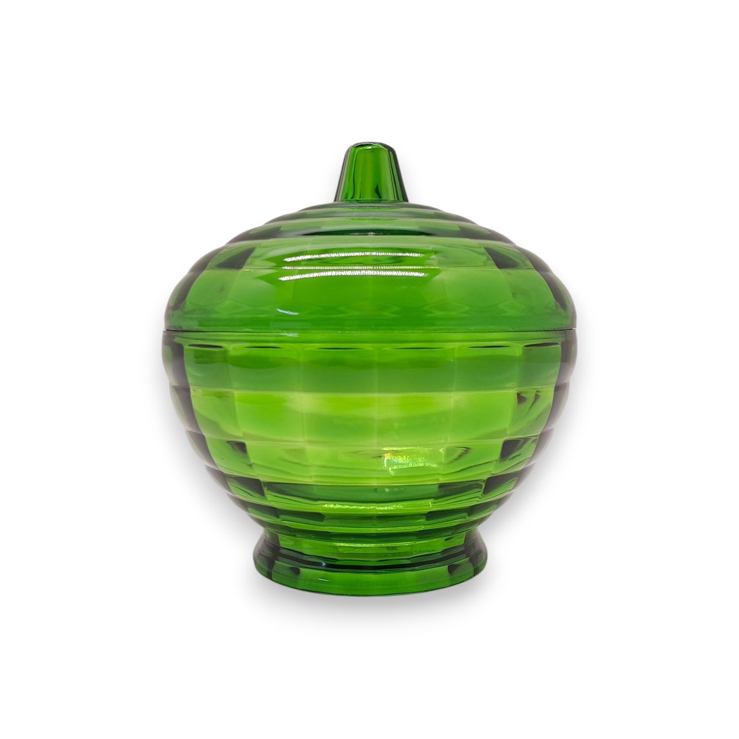 5.5&quot;x5.5&quot;x5.5&quot; Plastic Round Christmas Candy Dish w/Lid Green