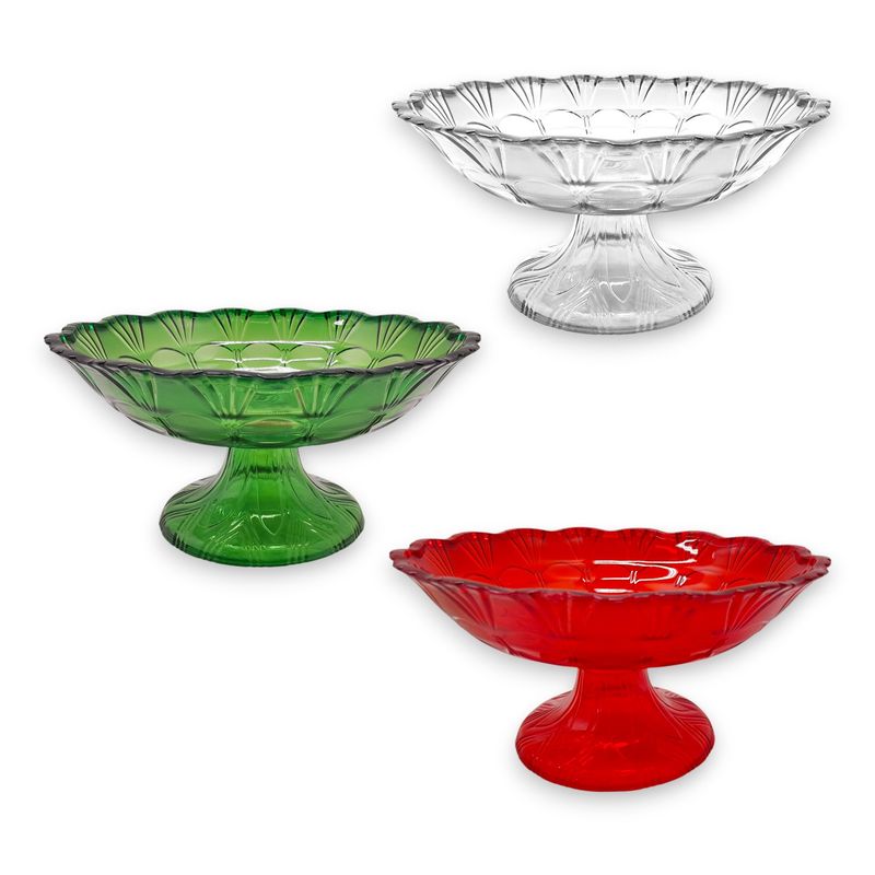 8.78&quot;x8.78&quot;x4.33&quot; Round Serving Dish Crystal Look w/Scalloped Edge Assorted (Plastic)