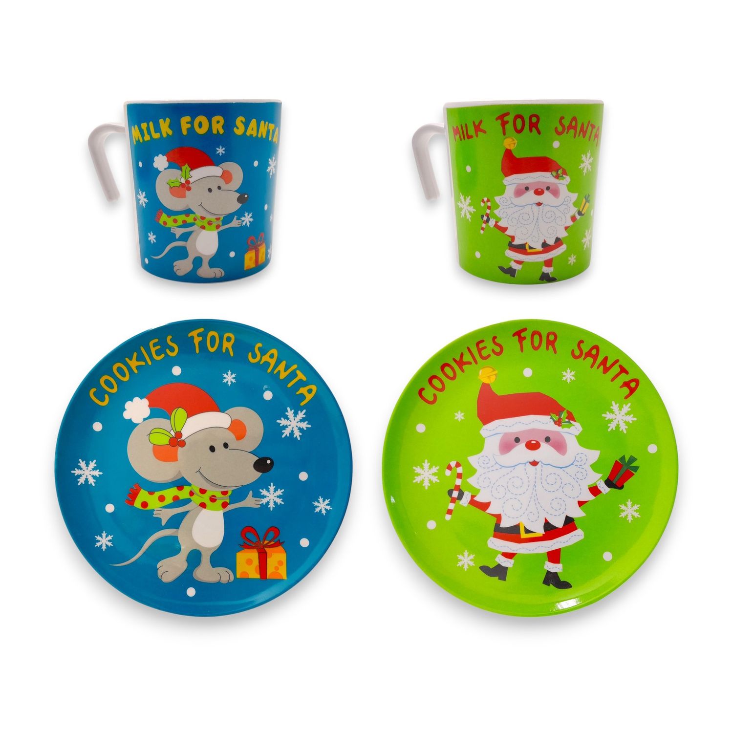Plastic Christmas Plate or Mug  "Cookies for Santa" or "Milk for Santa" Assorted