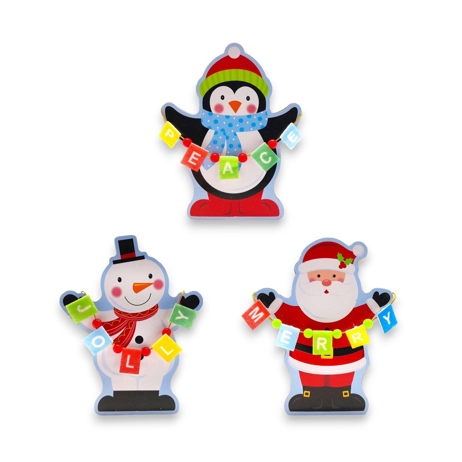 4.5&quot;x 5.75&quot; MDF Christmas Figure w/Banner Table Décor Assorted