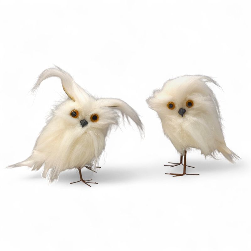 2pc 5&quot; Soft Owls White w/Orange Eyes