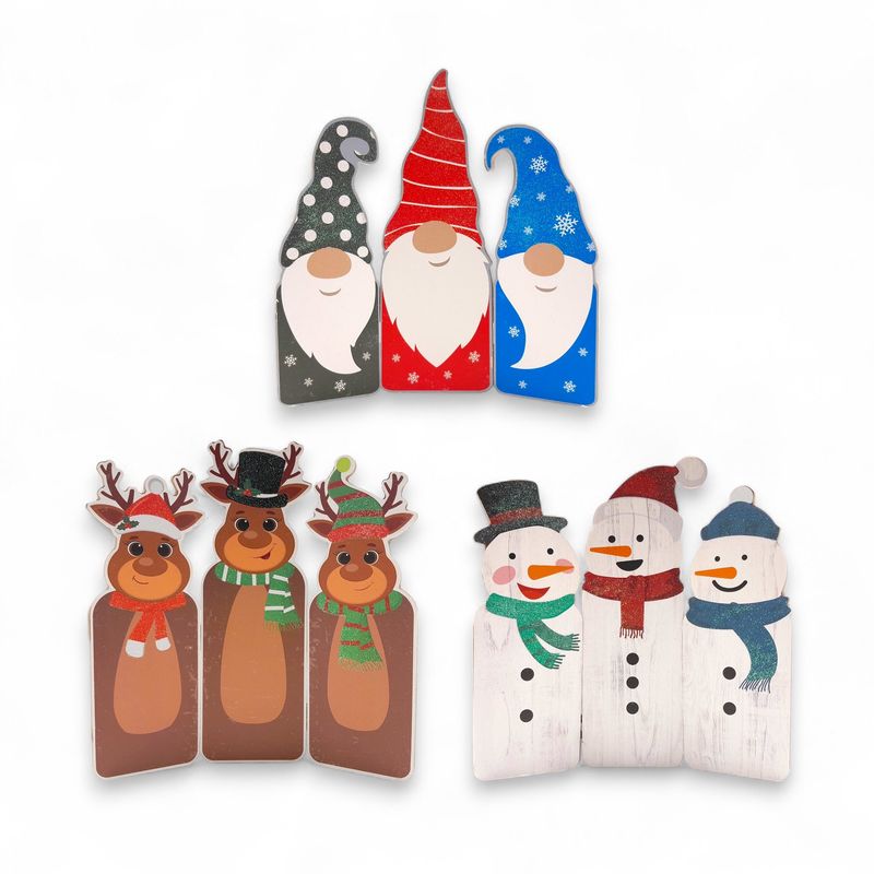 8.75&quot;x8.75&quot; Christmas Hinged Trio Table Décor w/Glitter Assorted