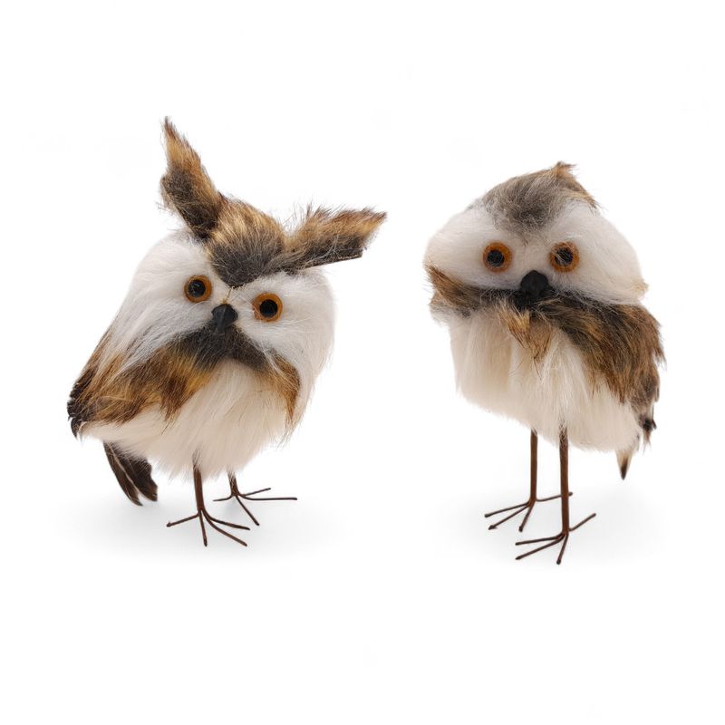 2pc 5&quot; Soft Owls Brown/White w/Orange Eyes