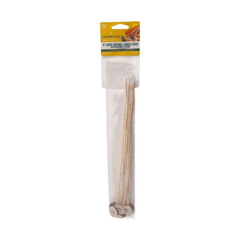 6pc 9&quot; Large Natural Beeswax Coated Candle Wick (20x3mm)