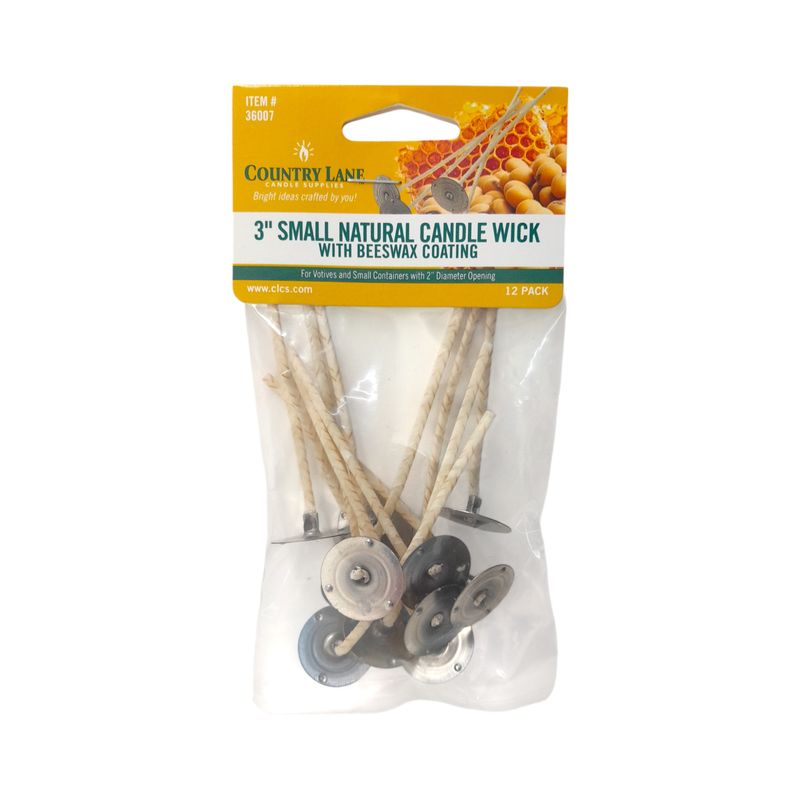 12pc 3&quot; Small Natural Beeswax Coating Candle Wick (20x6mm)