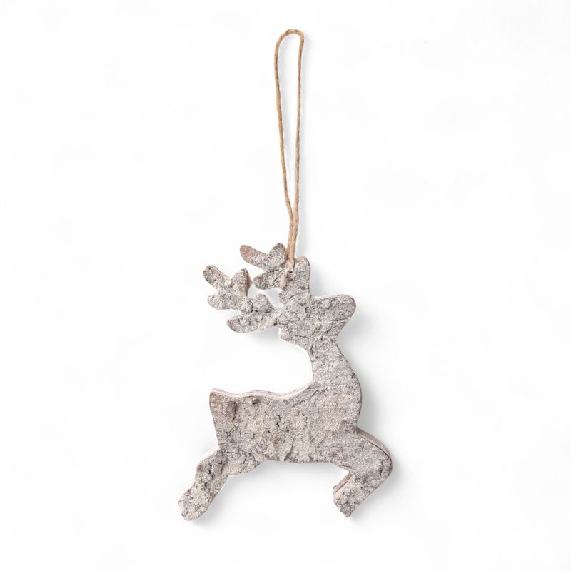 1/2&quot;x4&quot;x5.5&quot; Glitter Birch Bark Deer Ornament White