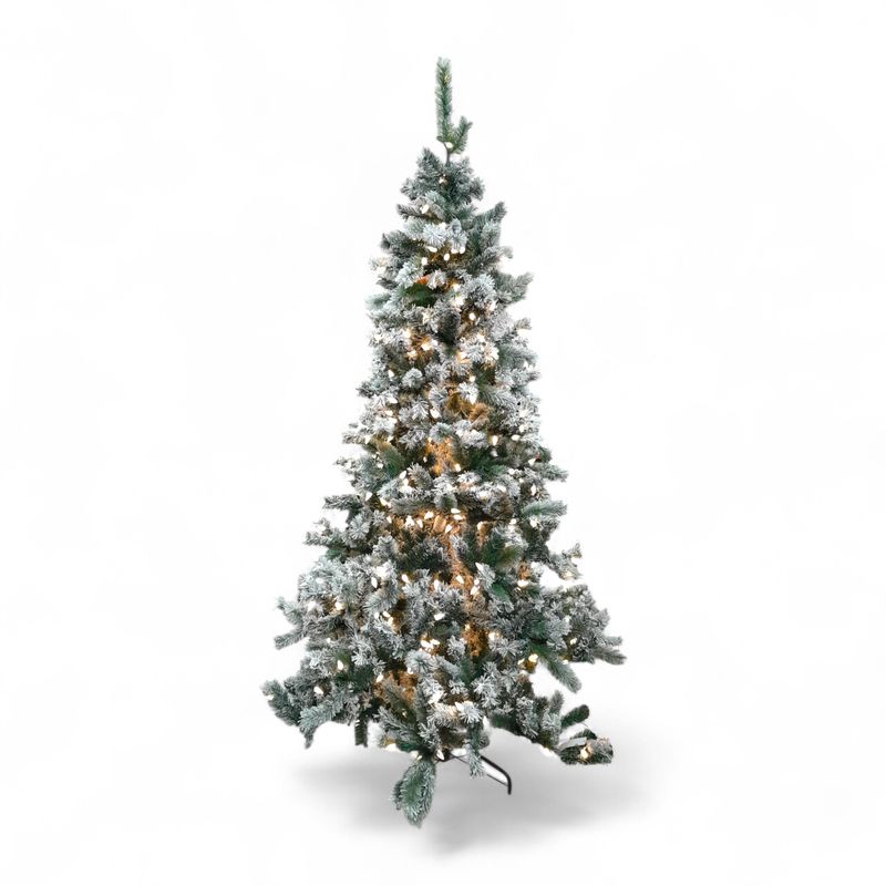 7.5&#39; Led Slim Rocky Mountain Pine Tree Flocked