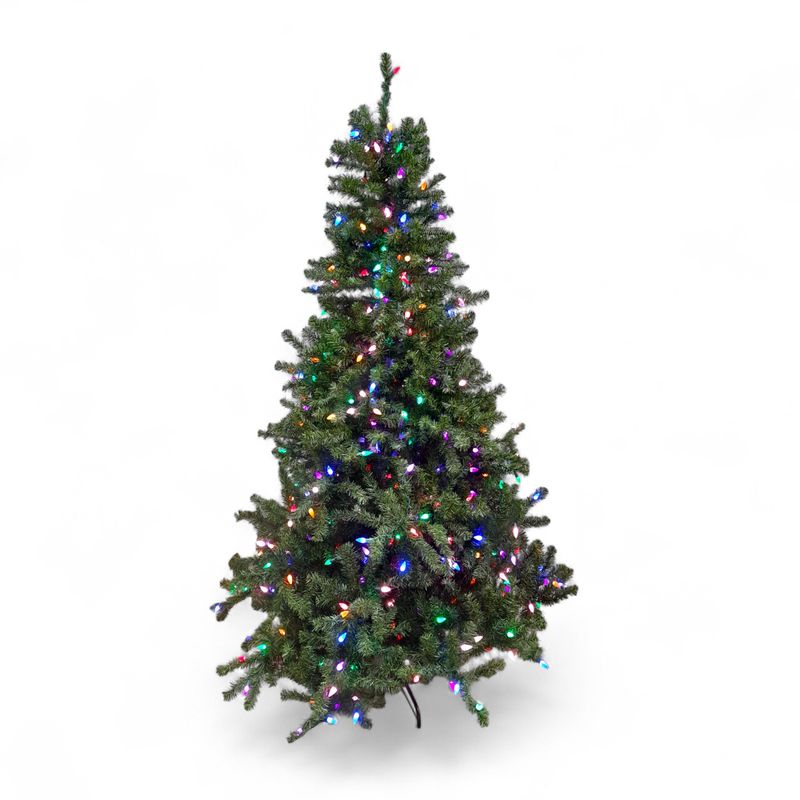 7&#39; Full Canadian Pine Tree w/Led Lights - Multicolor