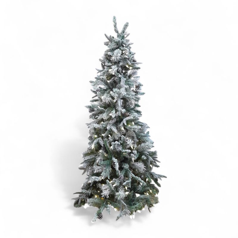 *6.5&#39; Led Winter Haven Tree Flocked w/Pinecones