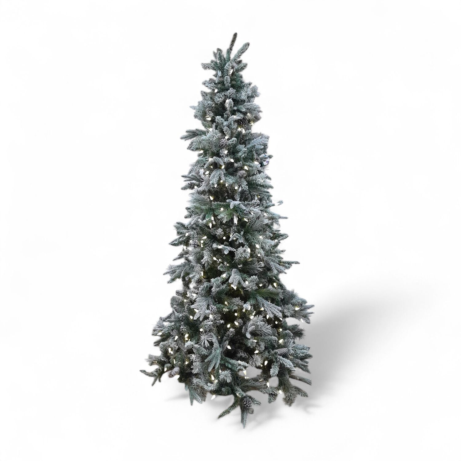 *7.5' Led Winter Haven Tree Flocked w/Pinecones