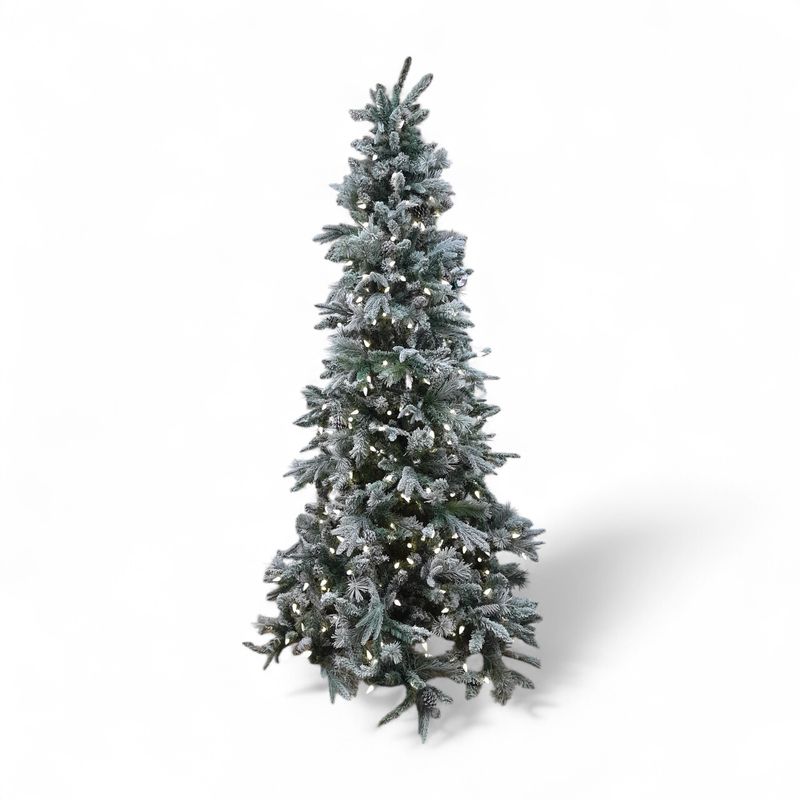 *7.5&#39; Led Winter Haven Tree Flocked w/Pinecones