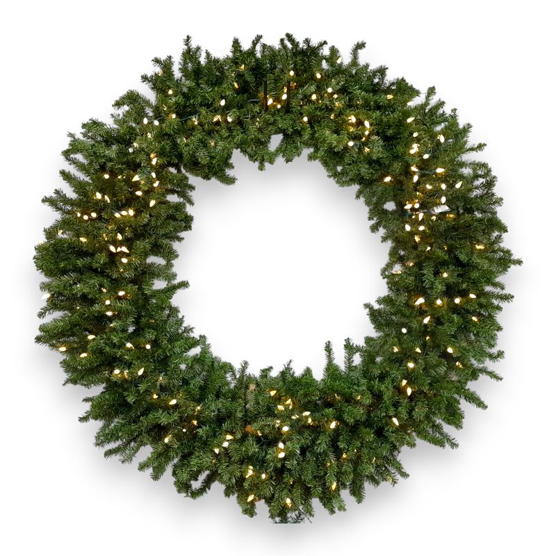 72&quot; Led Canadian Pine Wreath Green