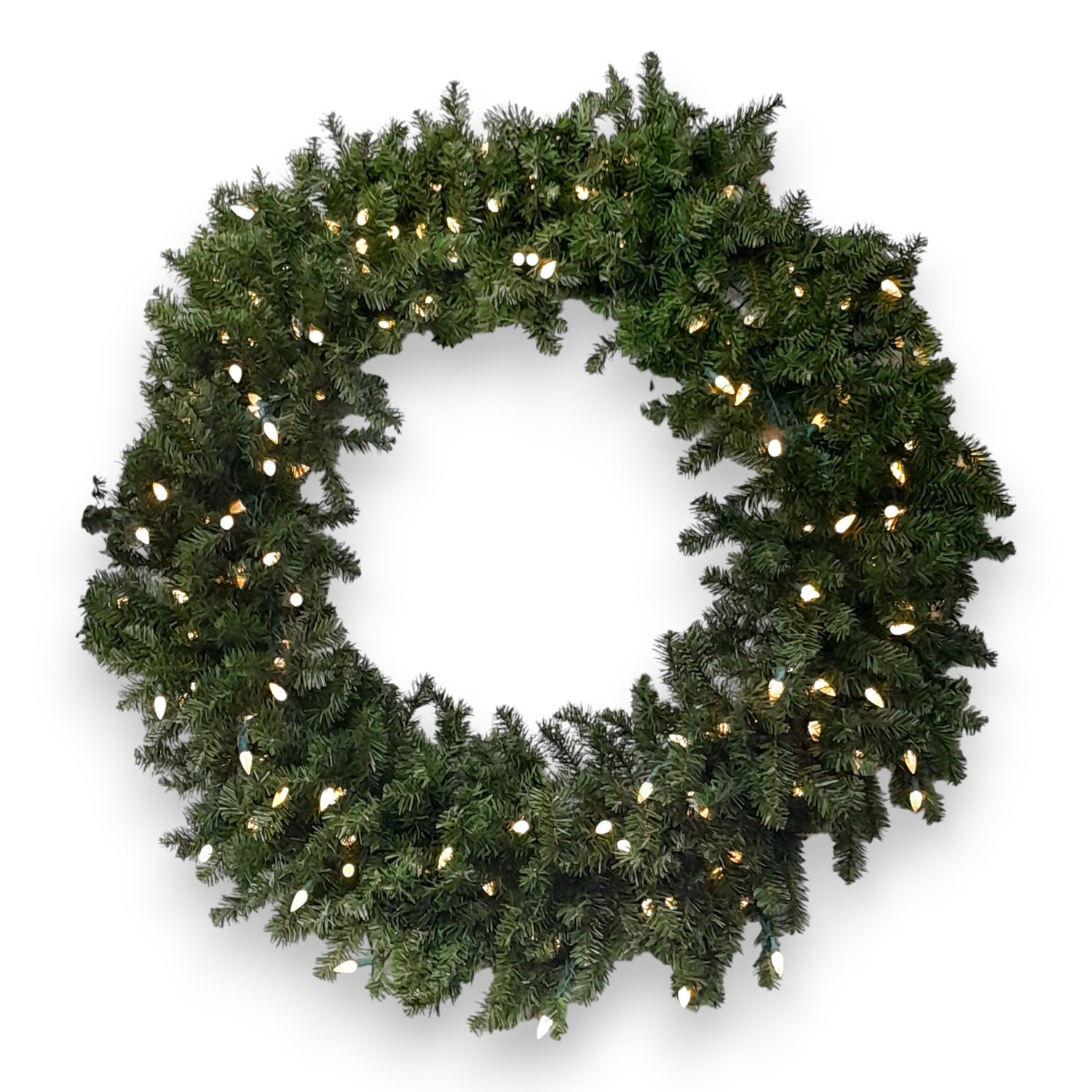 24&quot; Led Canadian Pine Wreath Green