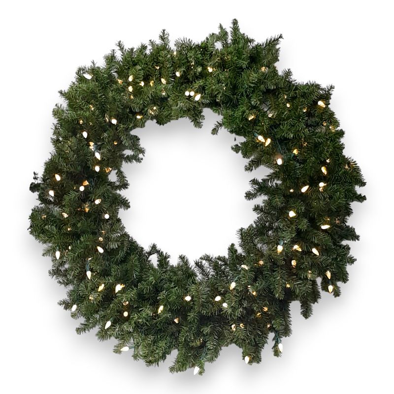 24&quot; Led Canadian Pine Wreath Green